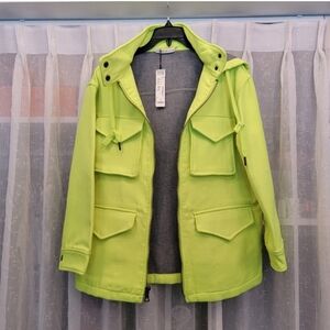 Alice + Olivia Russo Hooded Jacket Neon Yellow Size Small NWT